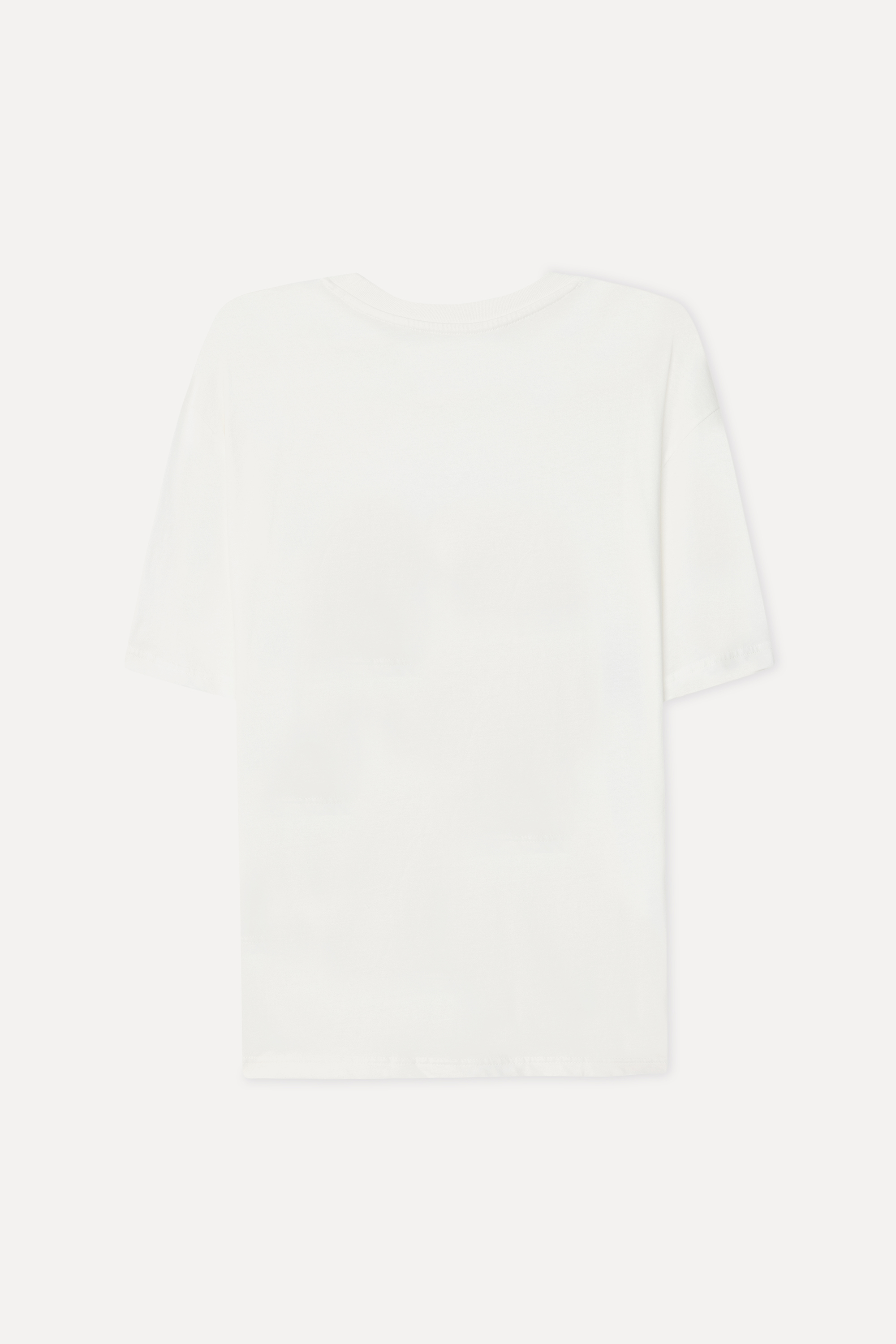Erkek Kırık Beyaz Baskılı Comfort Fit Bisiklet Yaka T-Shirt