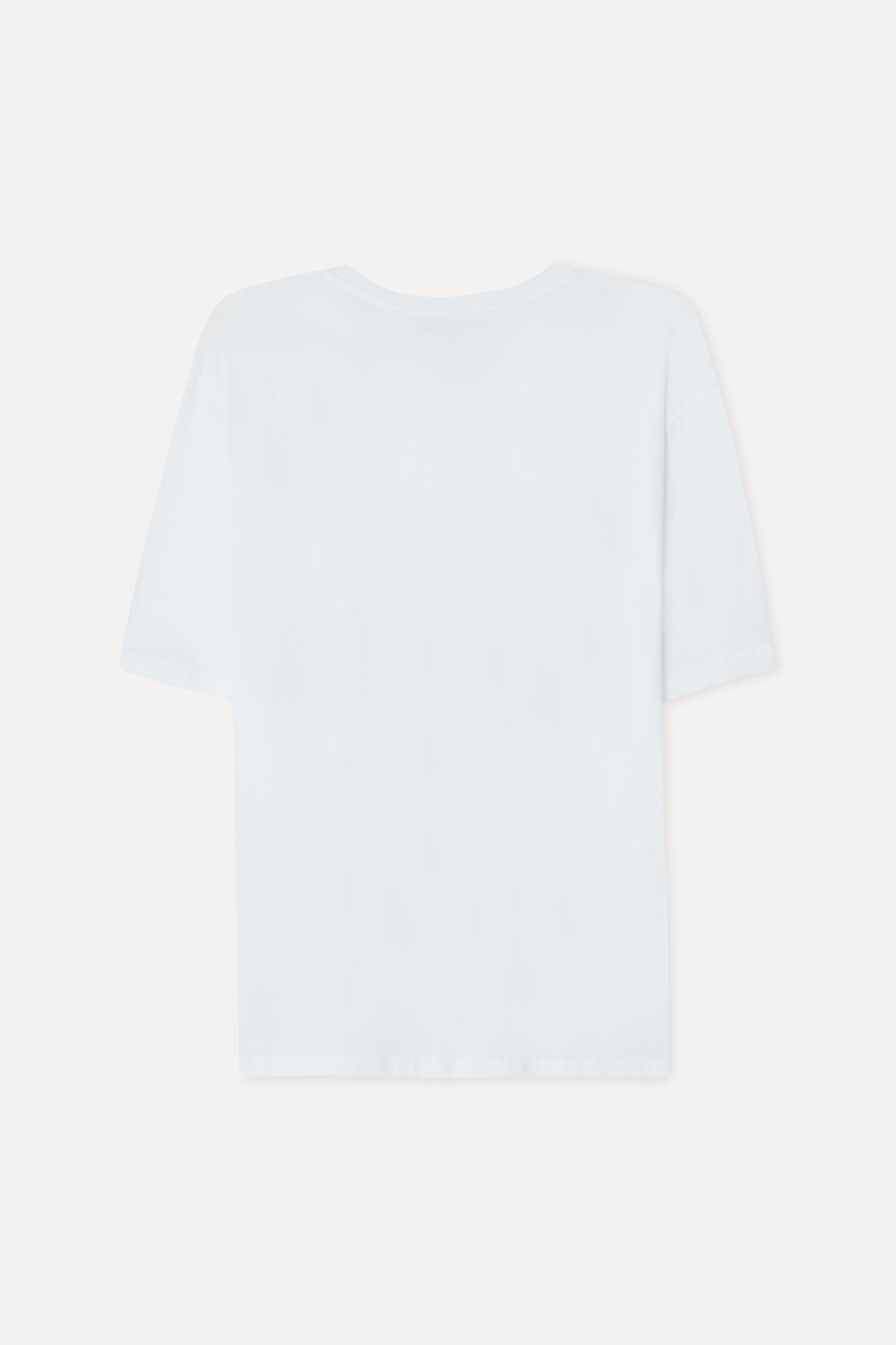 Erkek Beyaz Baskılı Bisiklet Yaka T-Shirt
