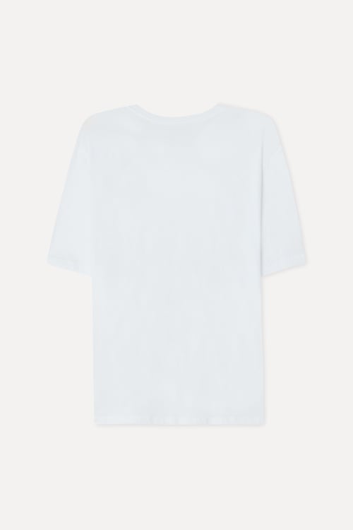 Erkek Beyaz Baskılı Bisiklet Yaka T-Shirt