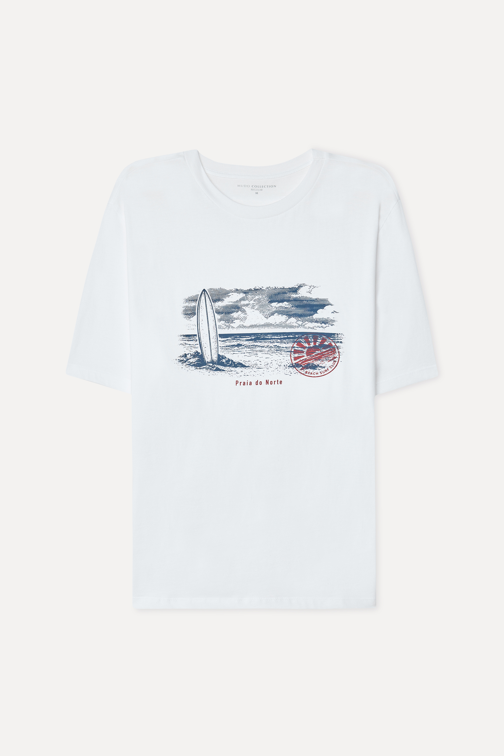 Erkek Beyaz Baskılı Bisiklet Yaka T-Shirt