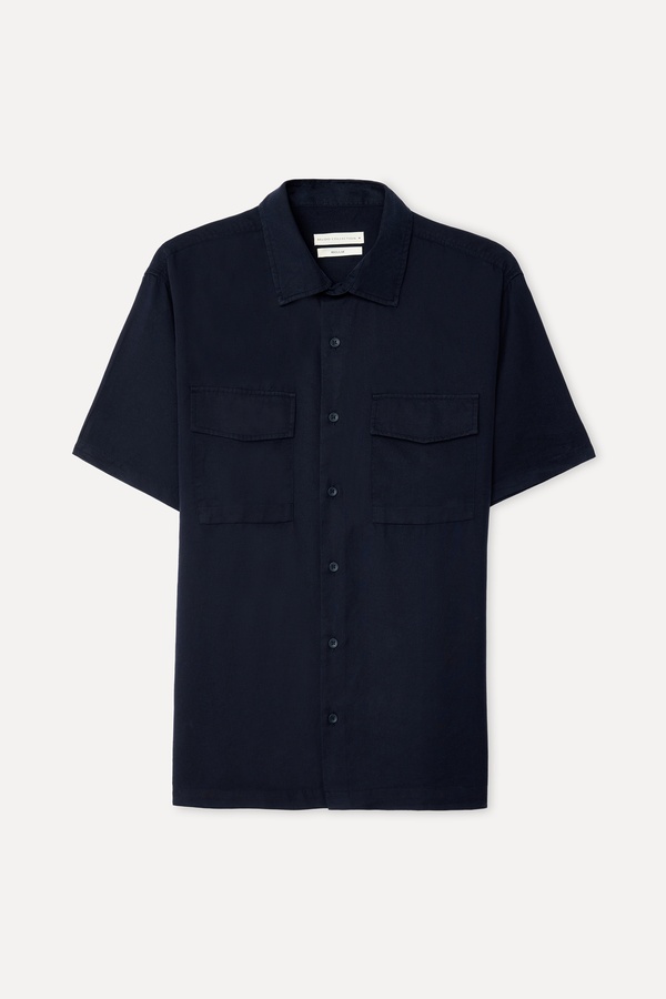 Erkek Lacivert Regular Fit Kısa Kollu Gömlek