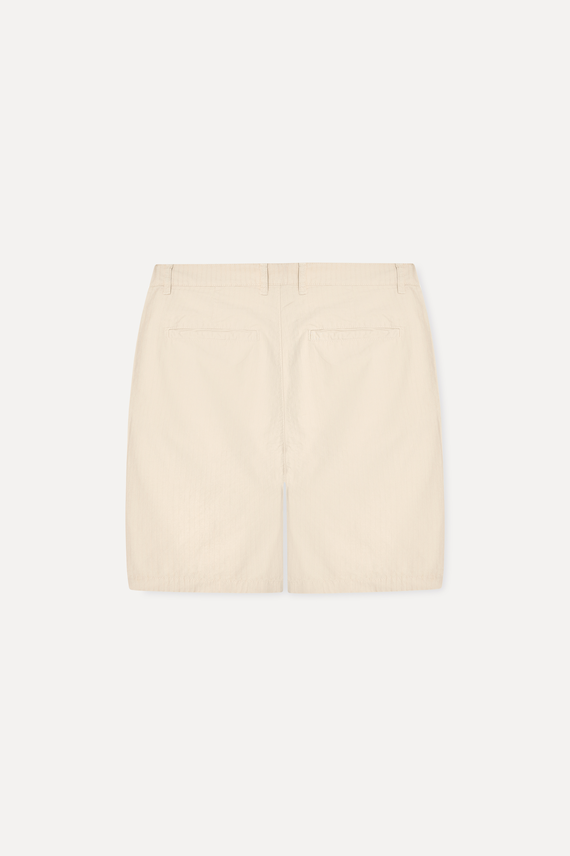 Erkek Bej Çizgili Straight Fit Şort