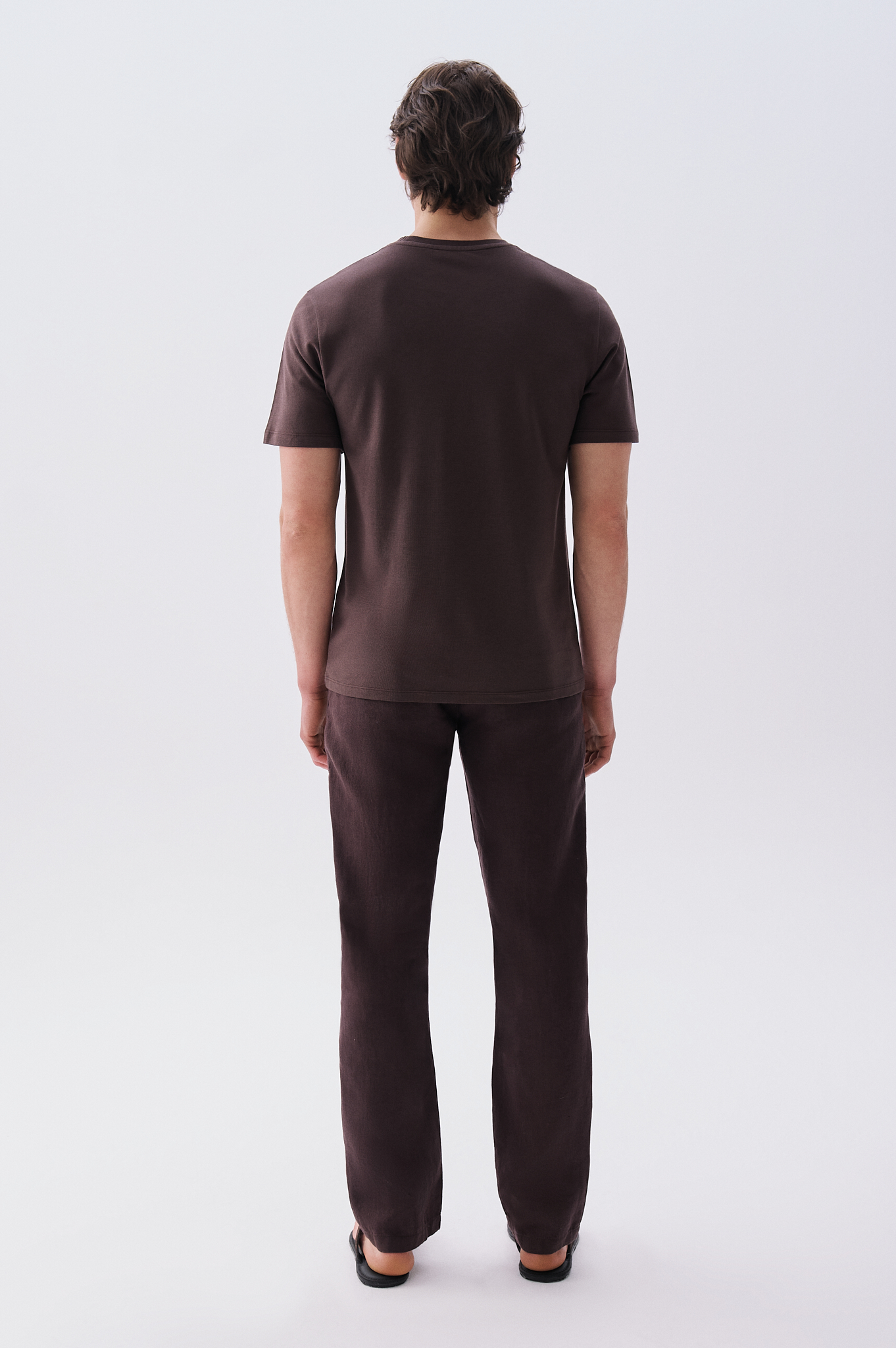 Erkek Kahverengi Comfort Fit Bisiklet Yaka T-Shirt