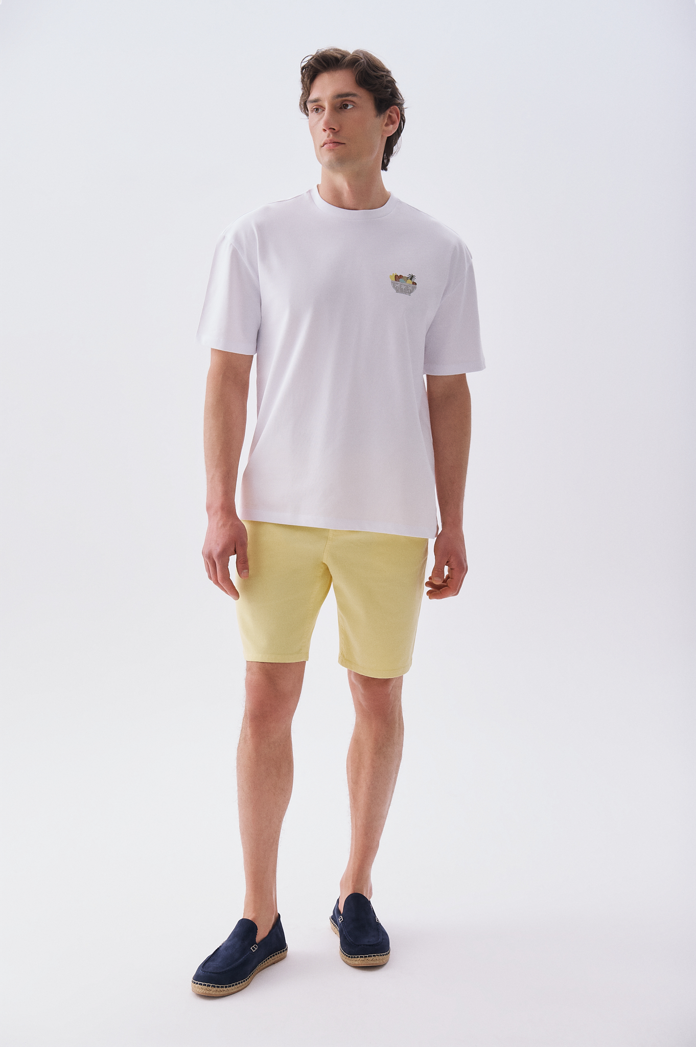 Erkek Sarı Straight Fit Chino Şort