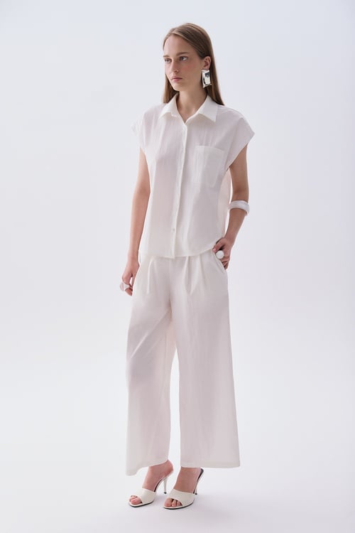 Kadın Beyaz Straight Fit Pantolon