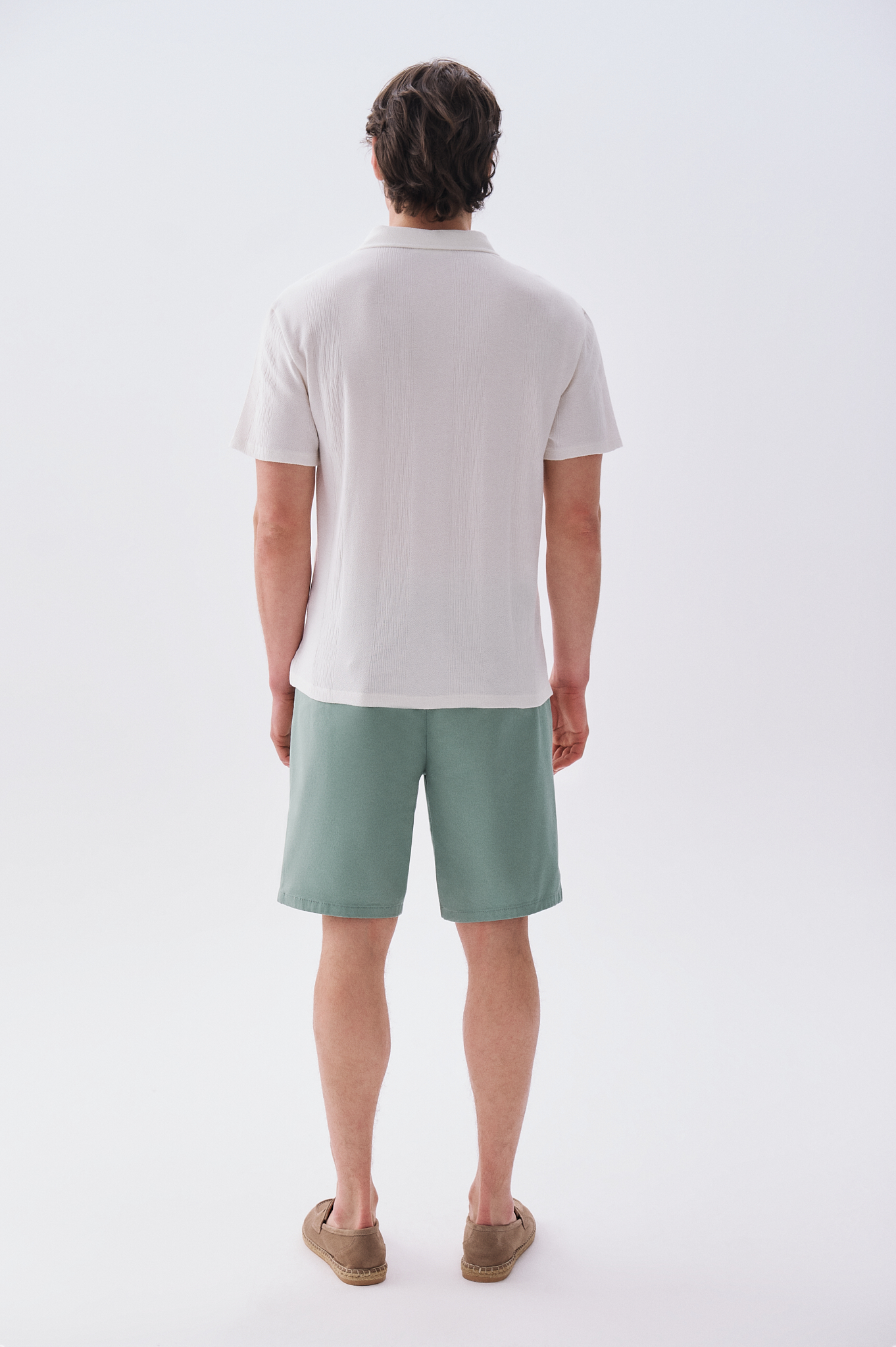 Erkek Yeşil Gri Straight Fit Chino Şort