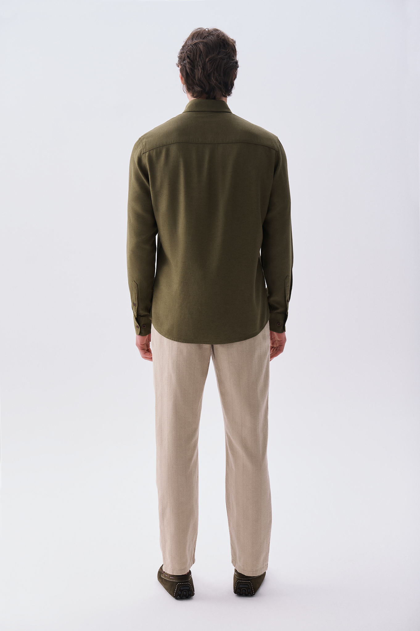 Erkek Bej Rengi Tekstürlü Straight Fit Chino Pantolon