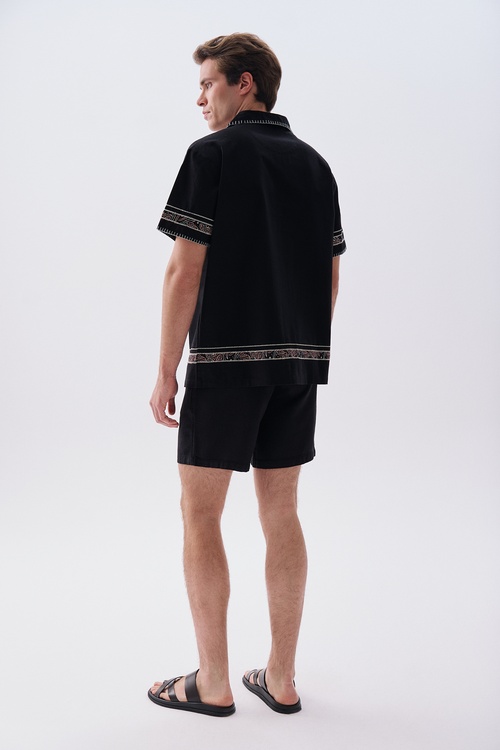 Erkek Siyah Straight Fit Şort