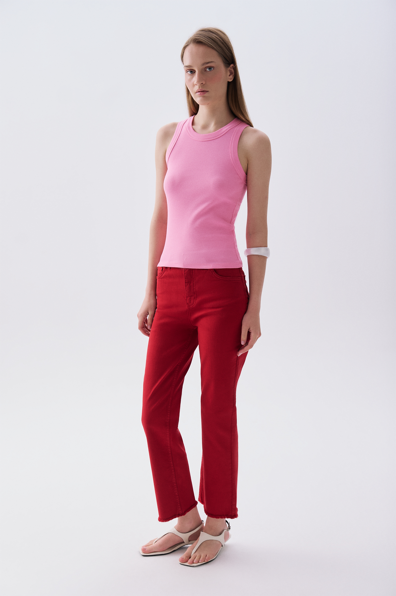 Kadın Bordo Cropped Flare Fit Pantolon