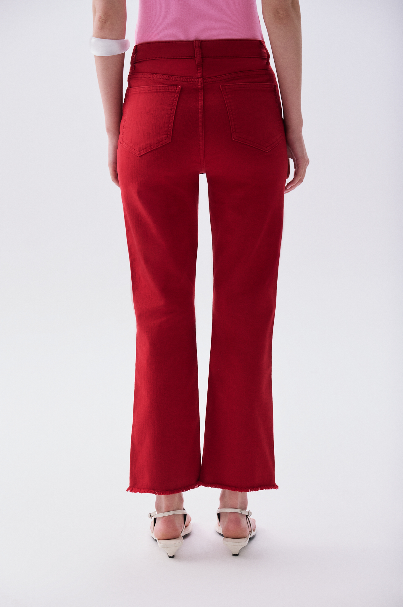 Kadın Bordo Cropped Flare Fit Pantolon