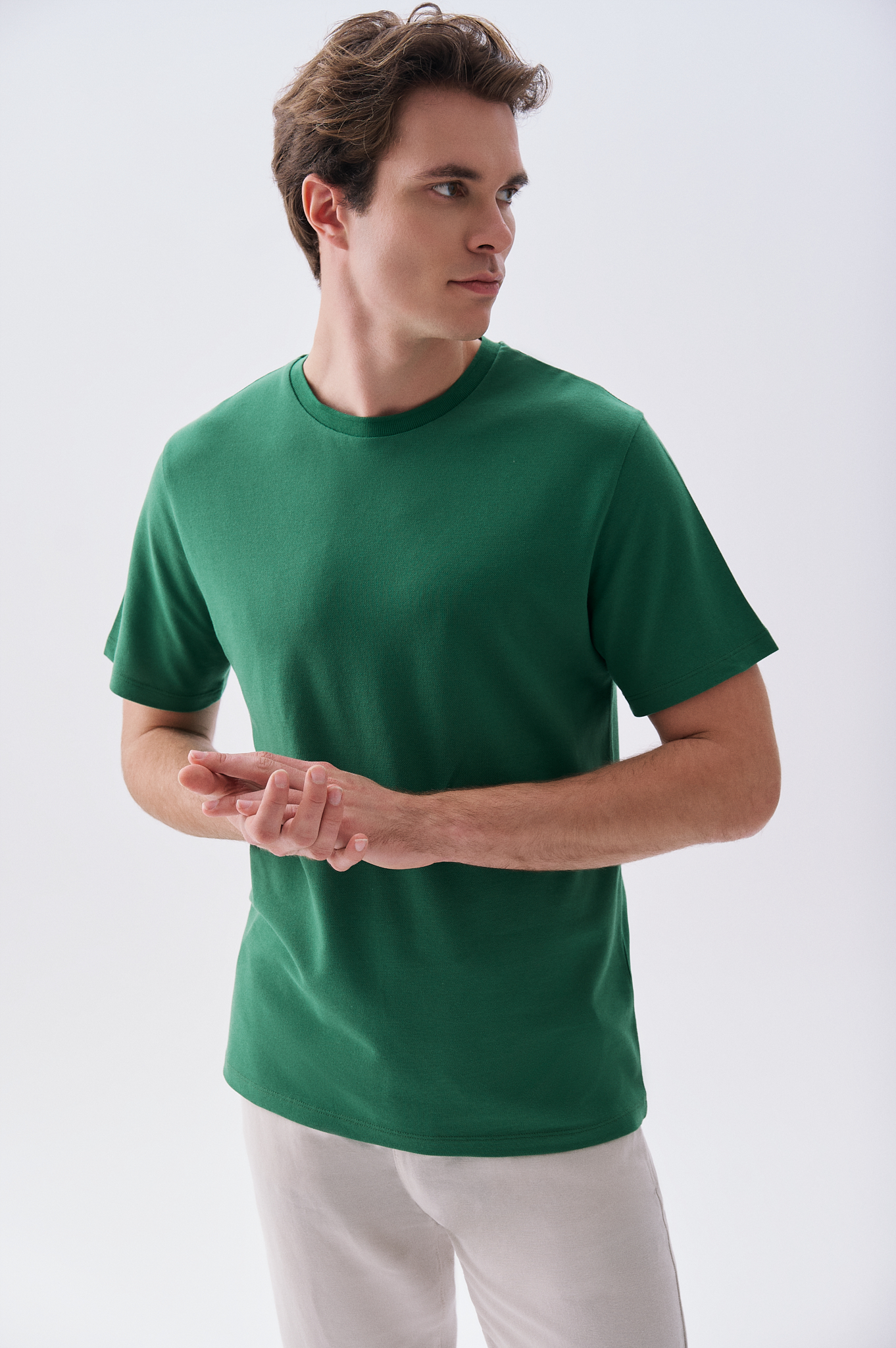 Erkek Yeşil Comfort Fit Bisiklet Yaka T-Shirt