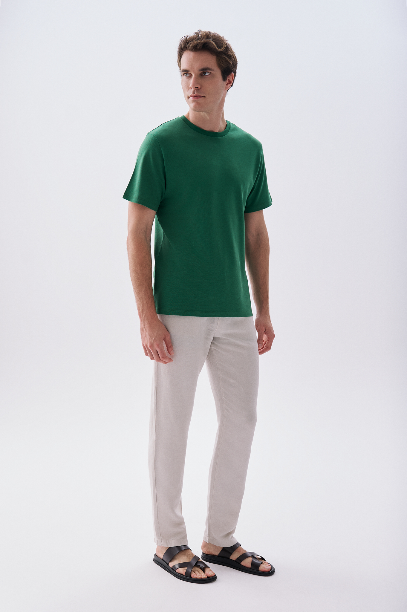 Erkek Yeşil Comfort Fit Bisiklet Yaka T-Shirt