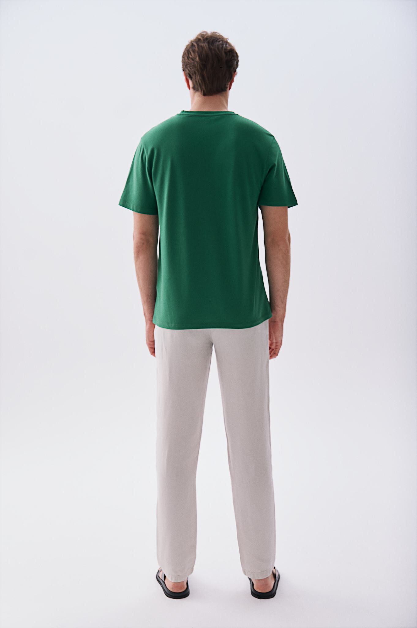 Erkek Yeşil Comfort Fit Bisiklet Yaka T-Shirt