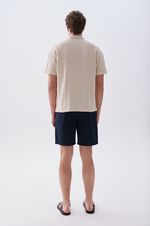 Erkek Lacivert Straight Fit Şort