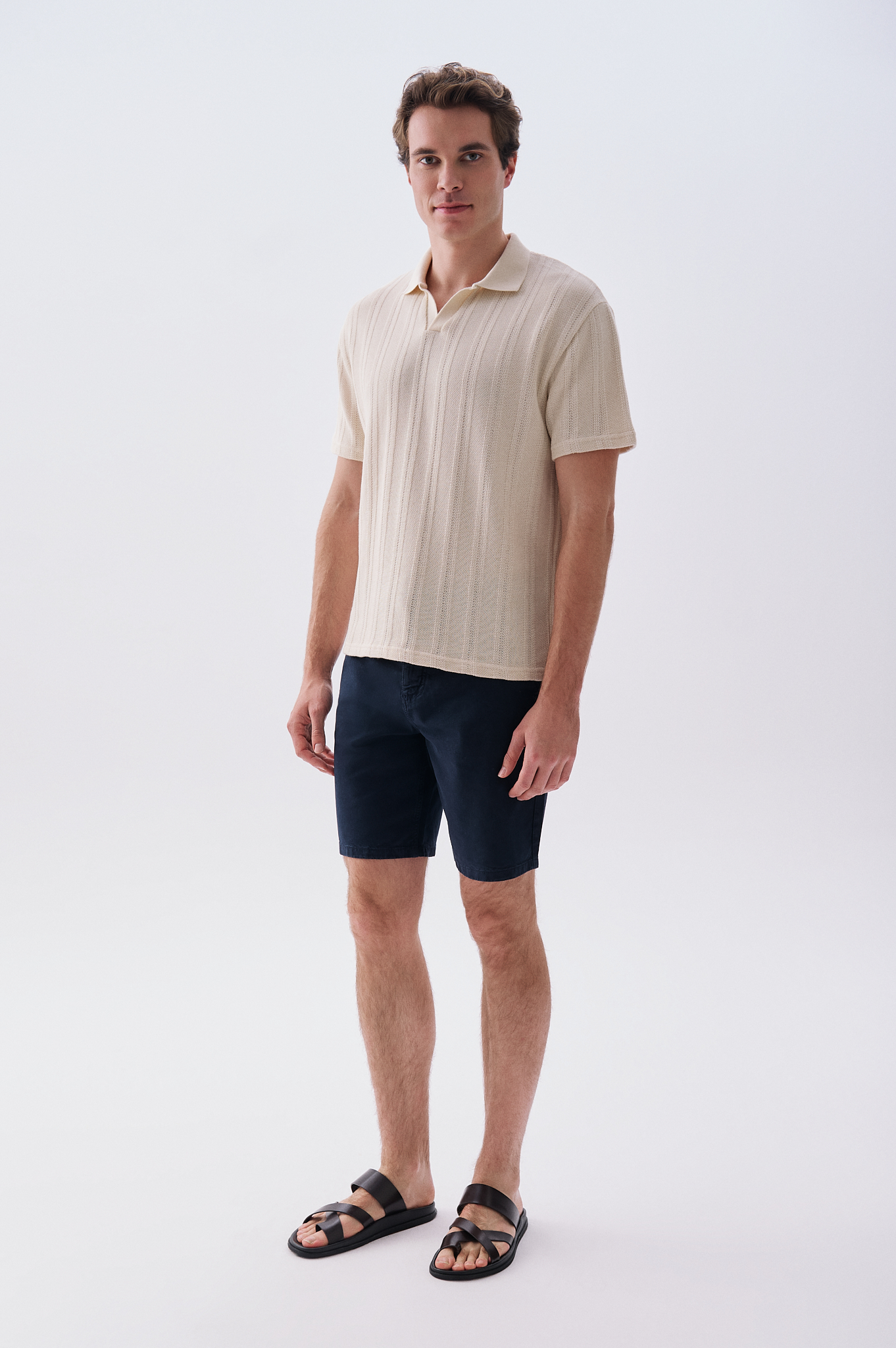 Erkek Lacivert Straight Fit Şort