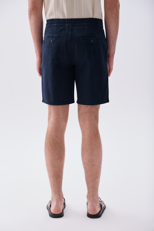 Erkek Lacivert Straight Fit Şort