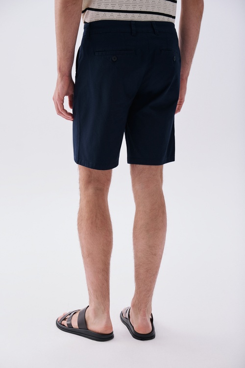 Erkek Lacivert Straight Fit Chino Şort