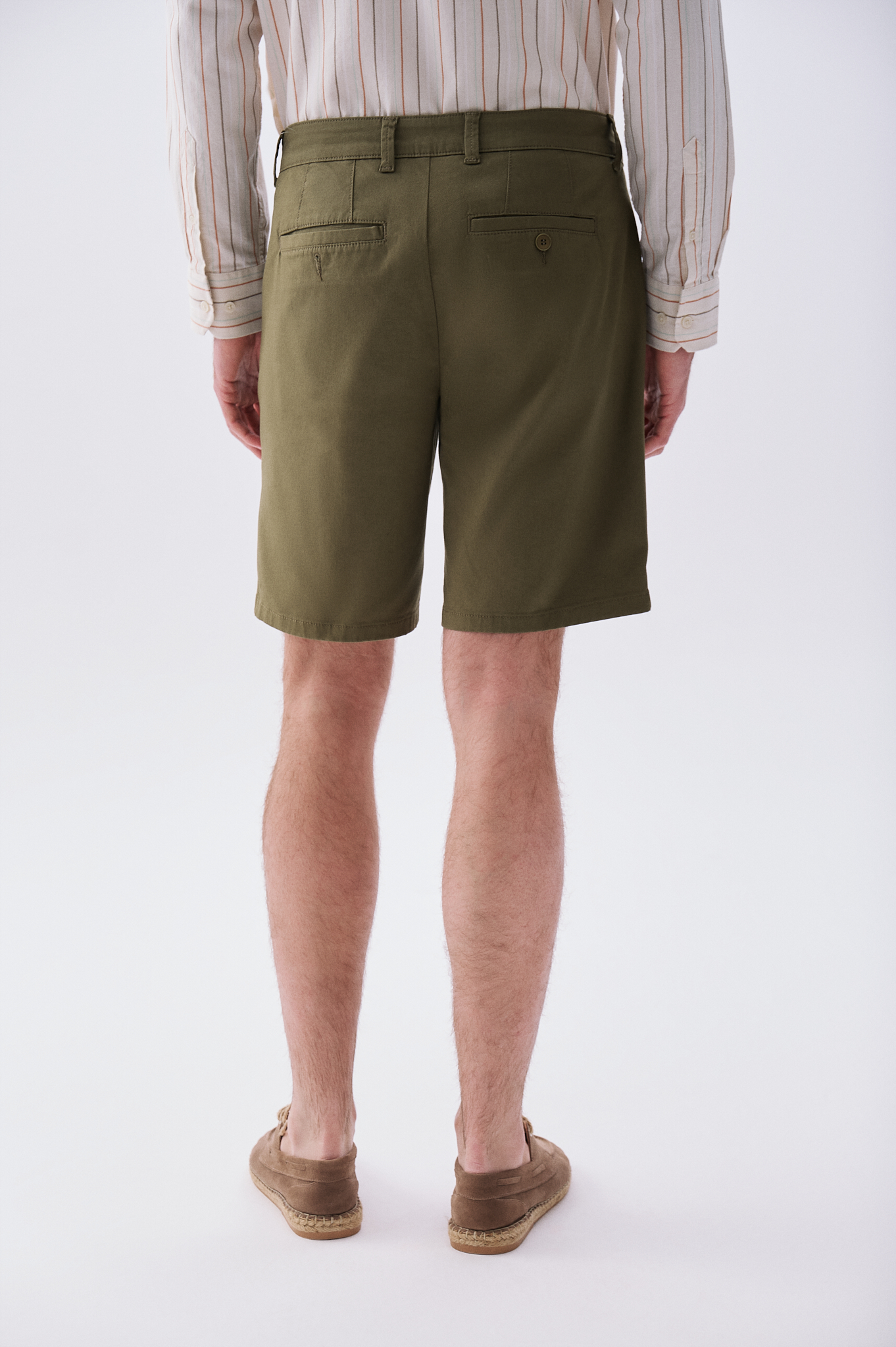 Erkek Haki Straight Fit Chino Şort