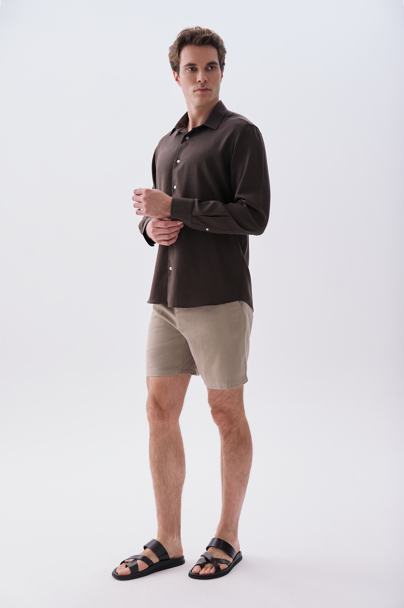Erkek Vizon Rengi Straight Fit Şort