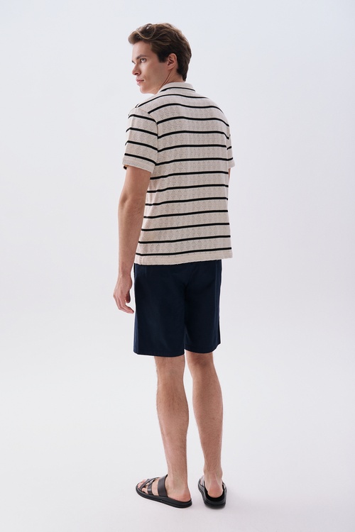 Erkek Lacivert Straight Fit Chino Şort