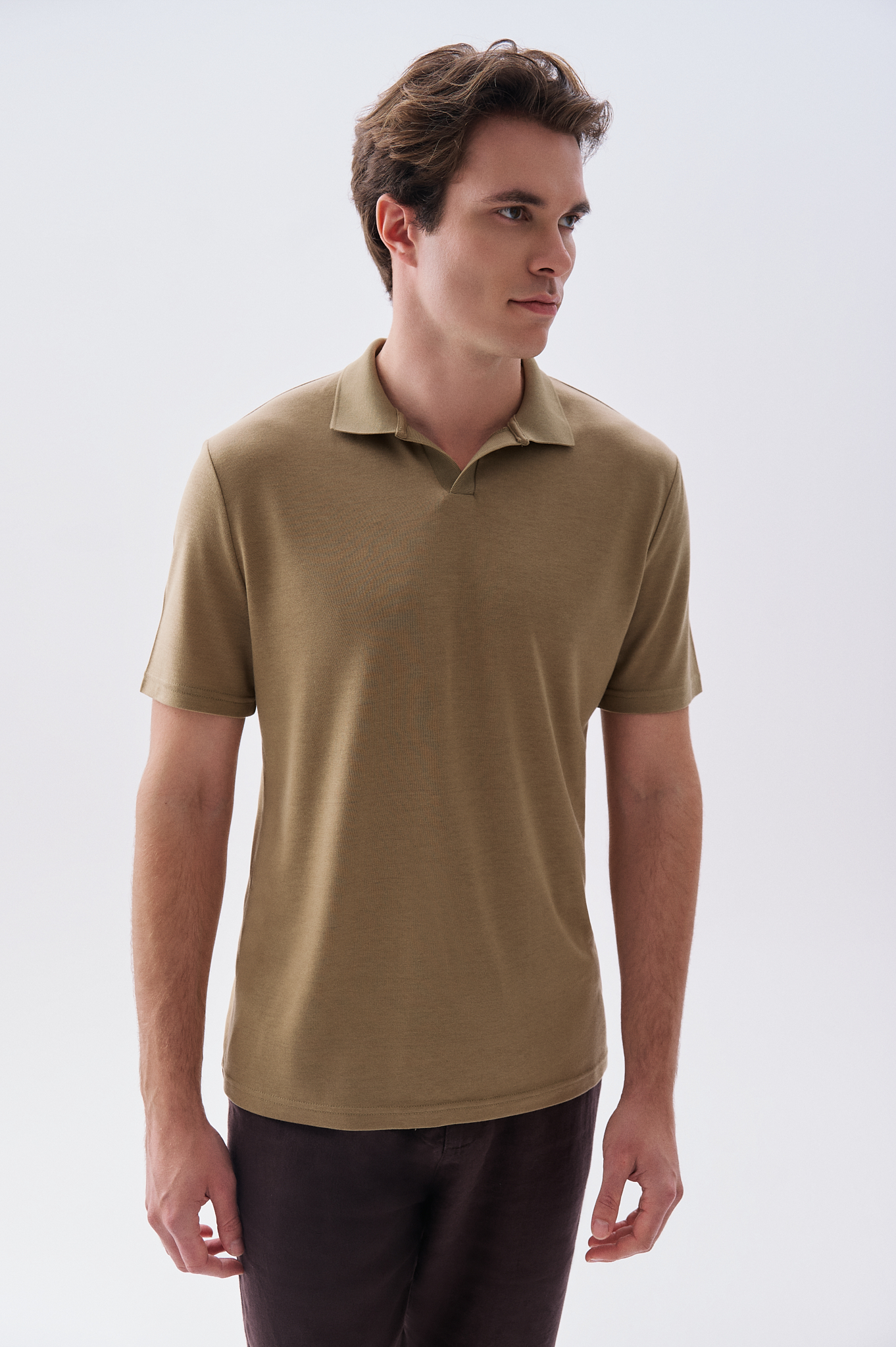 Erkek Kahverengi Comfort Fit Polo Yaka T-Shirt