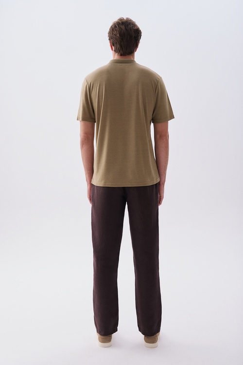 Erkek Kahverengi Comfort Fit Polo Yaka T-Shirt