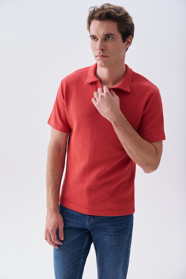 Erkek Kırmızı Polo Yaka T-Shirt