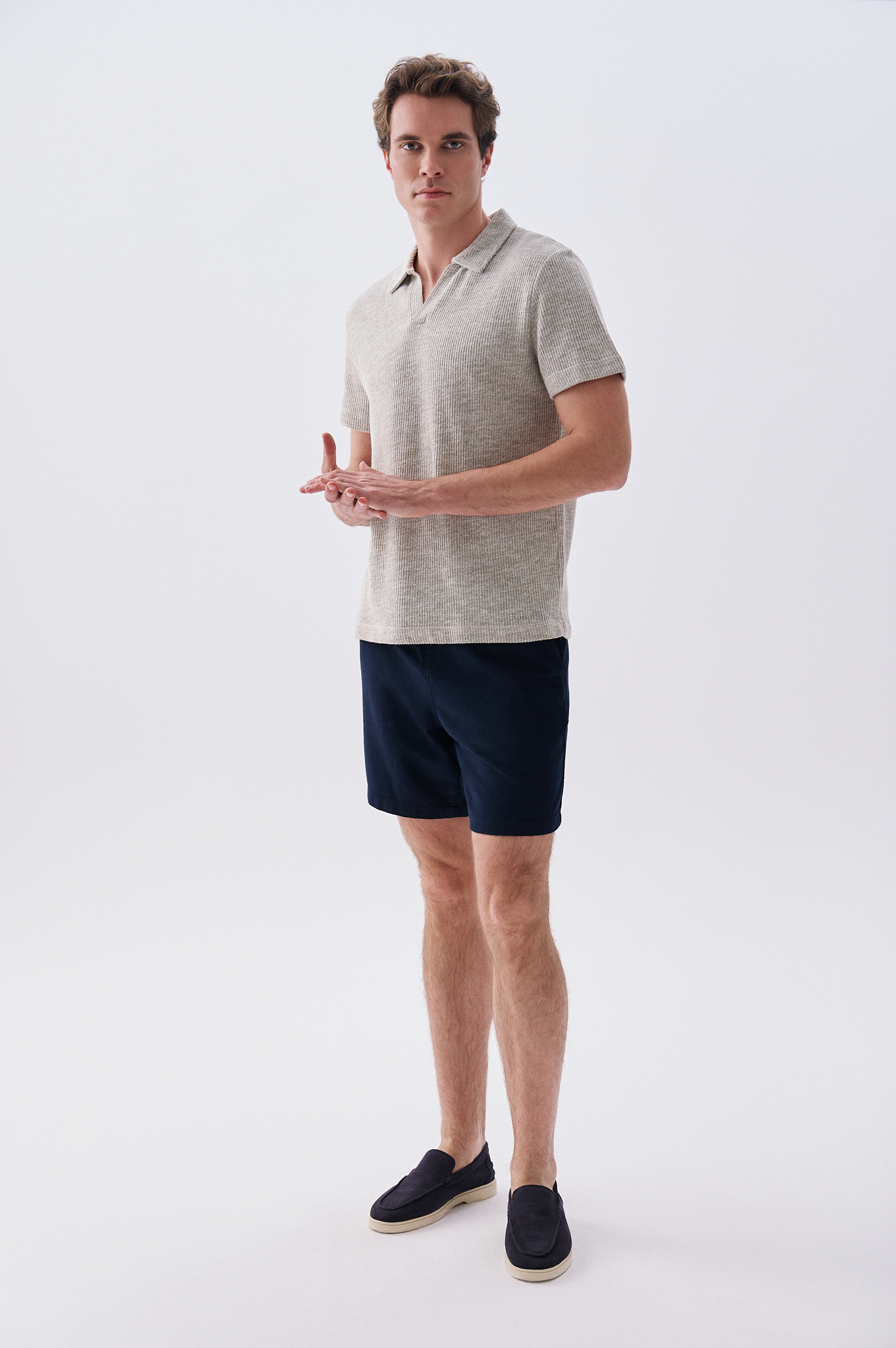 Erkek Lacivert Straight Fit Şort