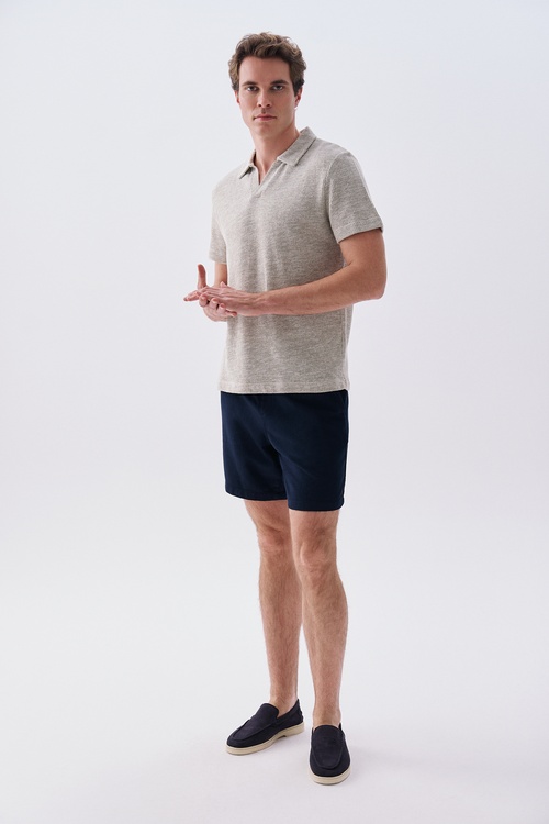 Erkek Lacivert Straight Fit Şort