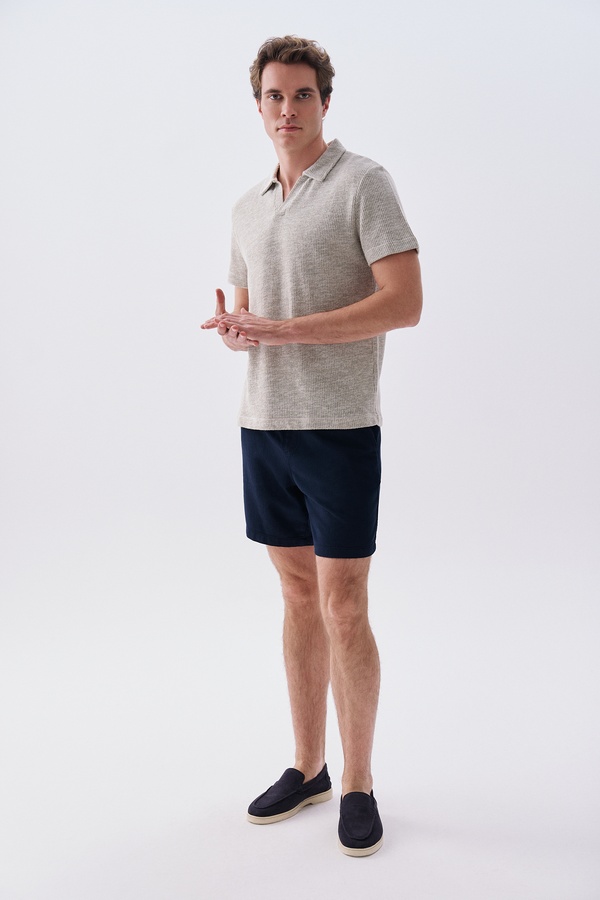 Erkek Lacivert Straight Fit Şort