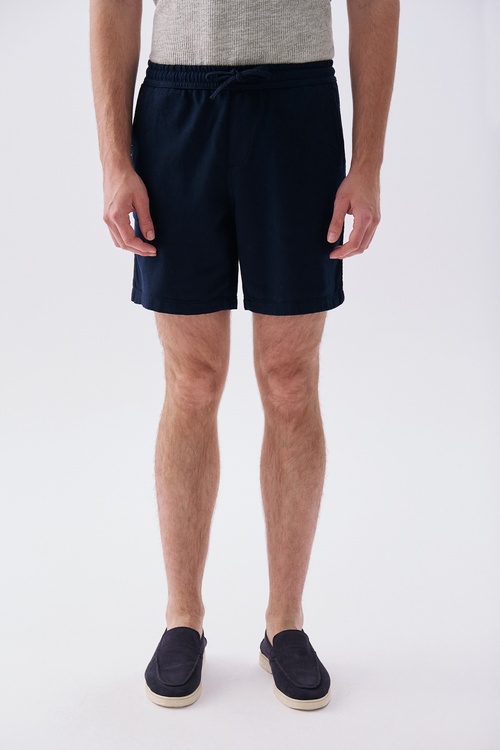 Erkek Lacivert Straight Fit Şort