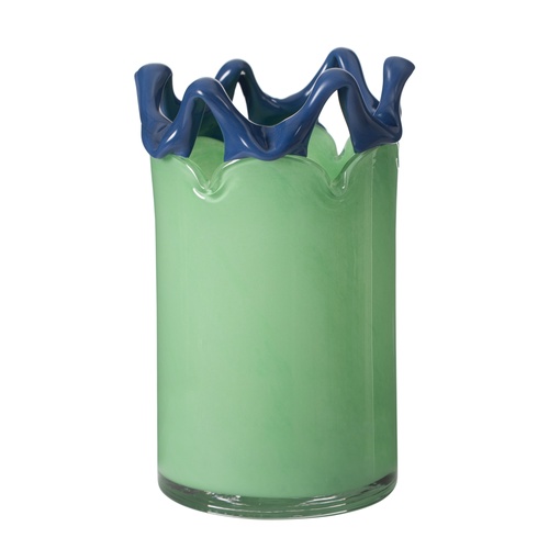 WAVY GREEN VAZO 13X13X21 CM