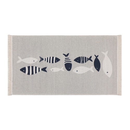 LARISSA ÇİZGİLİ FISH KİLİM LACİVERT BEYAZ 80X150 CM