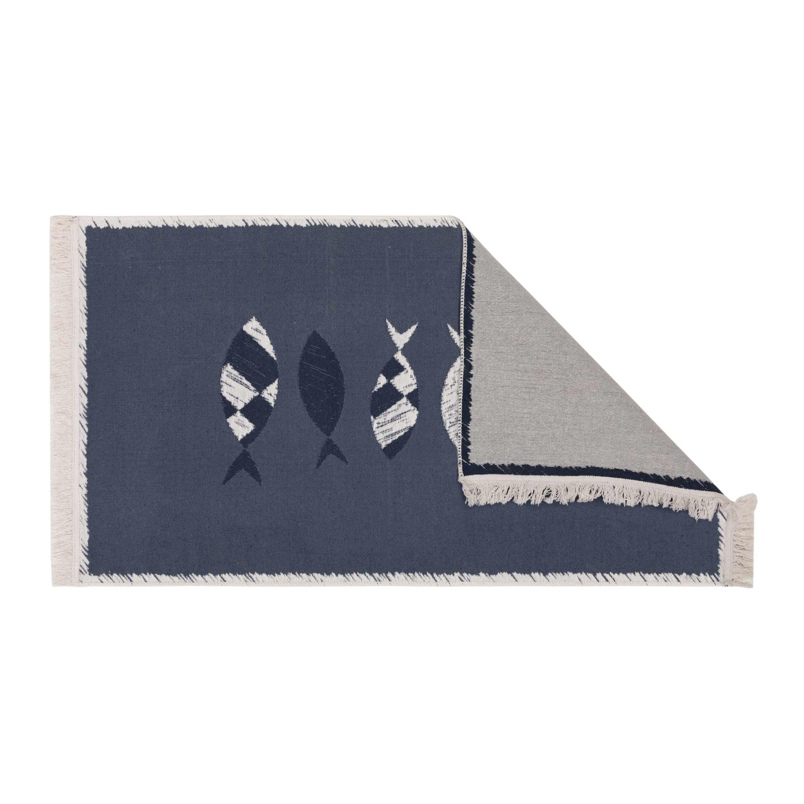 LARISSA FRAME FISH KİLİM LACİVERT BEYAZ 80X150 CM