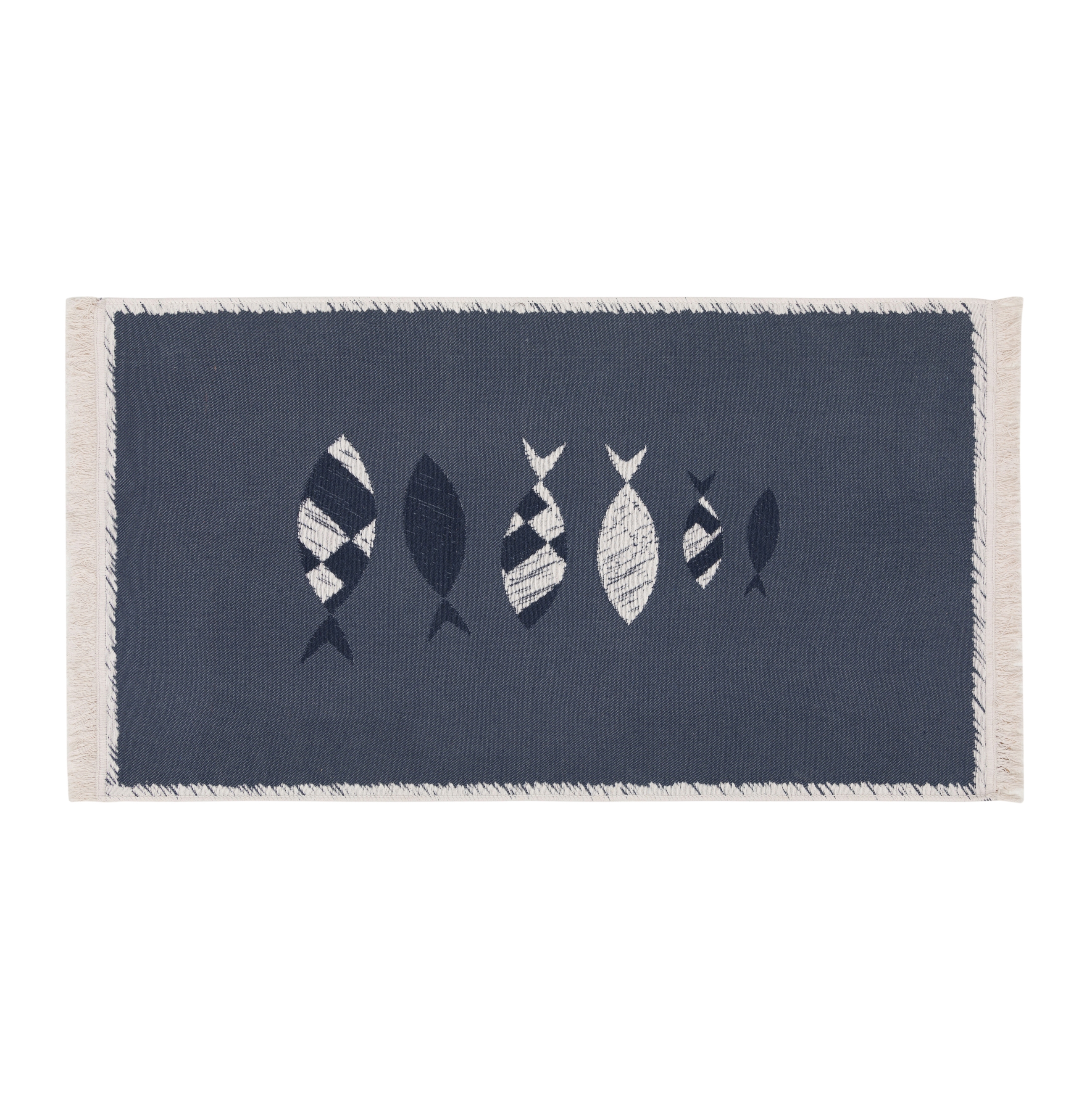 LARISSA FRAME FISH KİLİM LACİVERT BEYAZ 80X150 CM