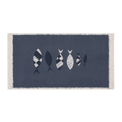 LARISSA FRAME FISH KİLİM LACİVERT BEYAZ 80X150 CM