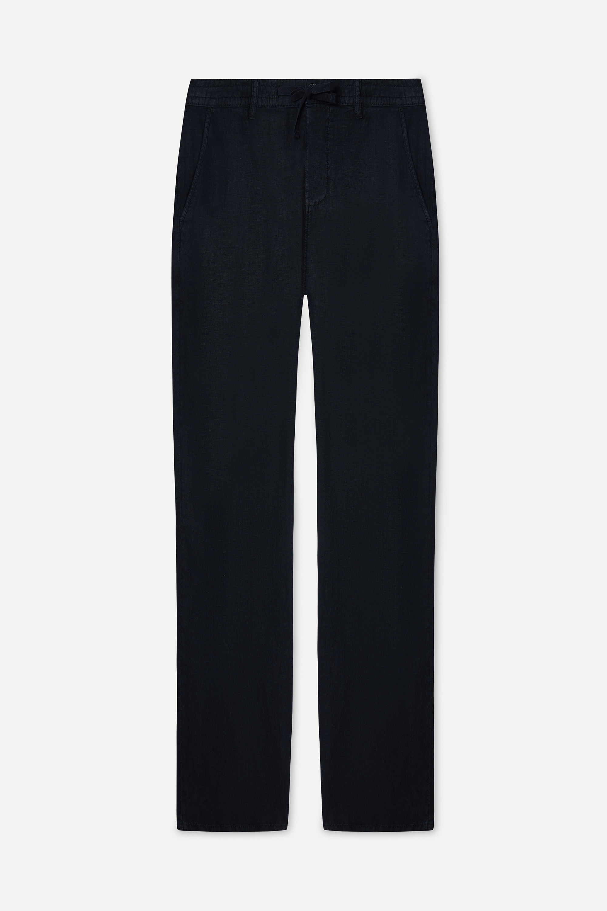 Erkek Lacivert Straight Fit Keten Pantolon