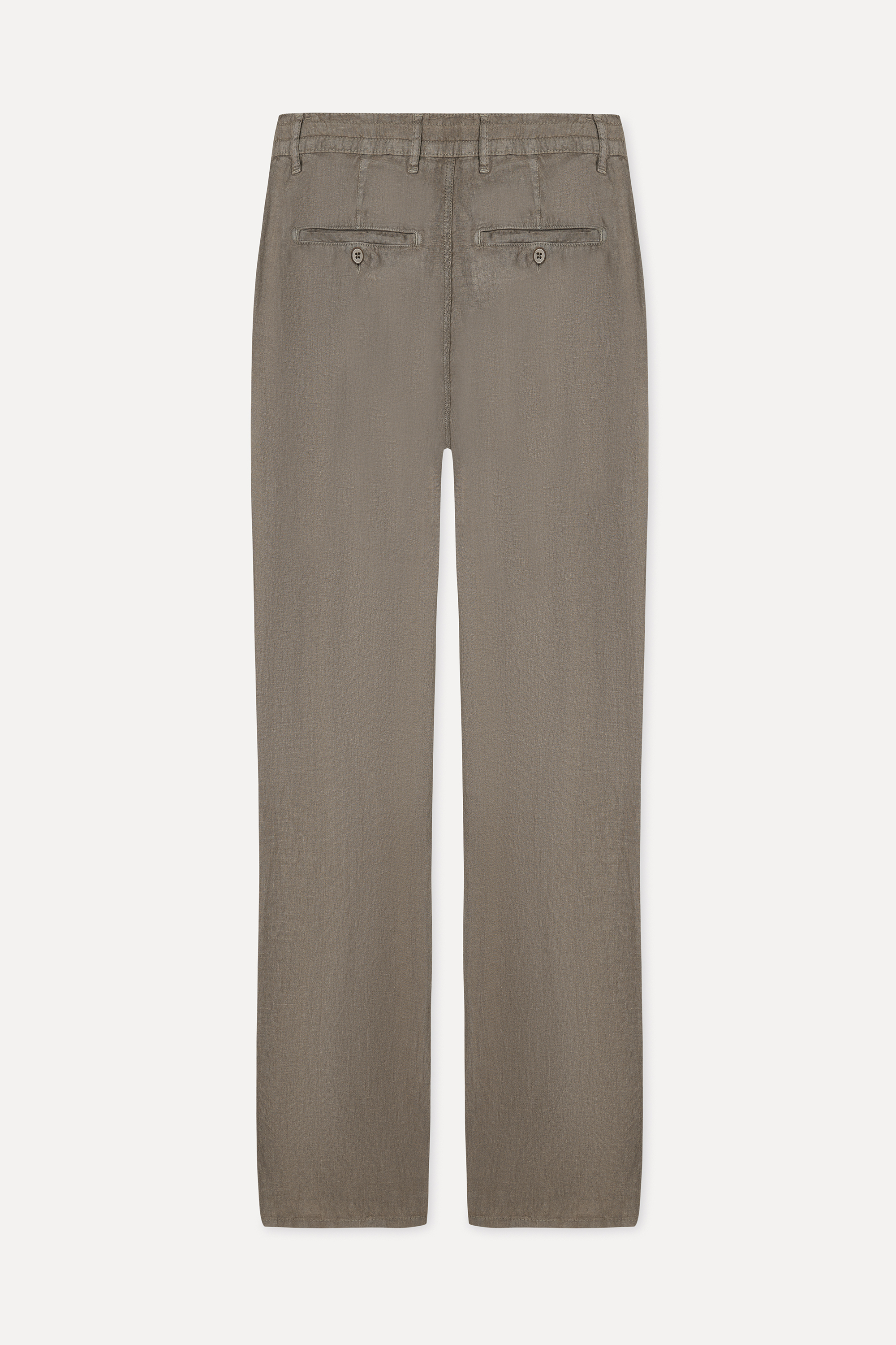 Erkek Vizon Rengi Straight Fit Keten Pantolon