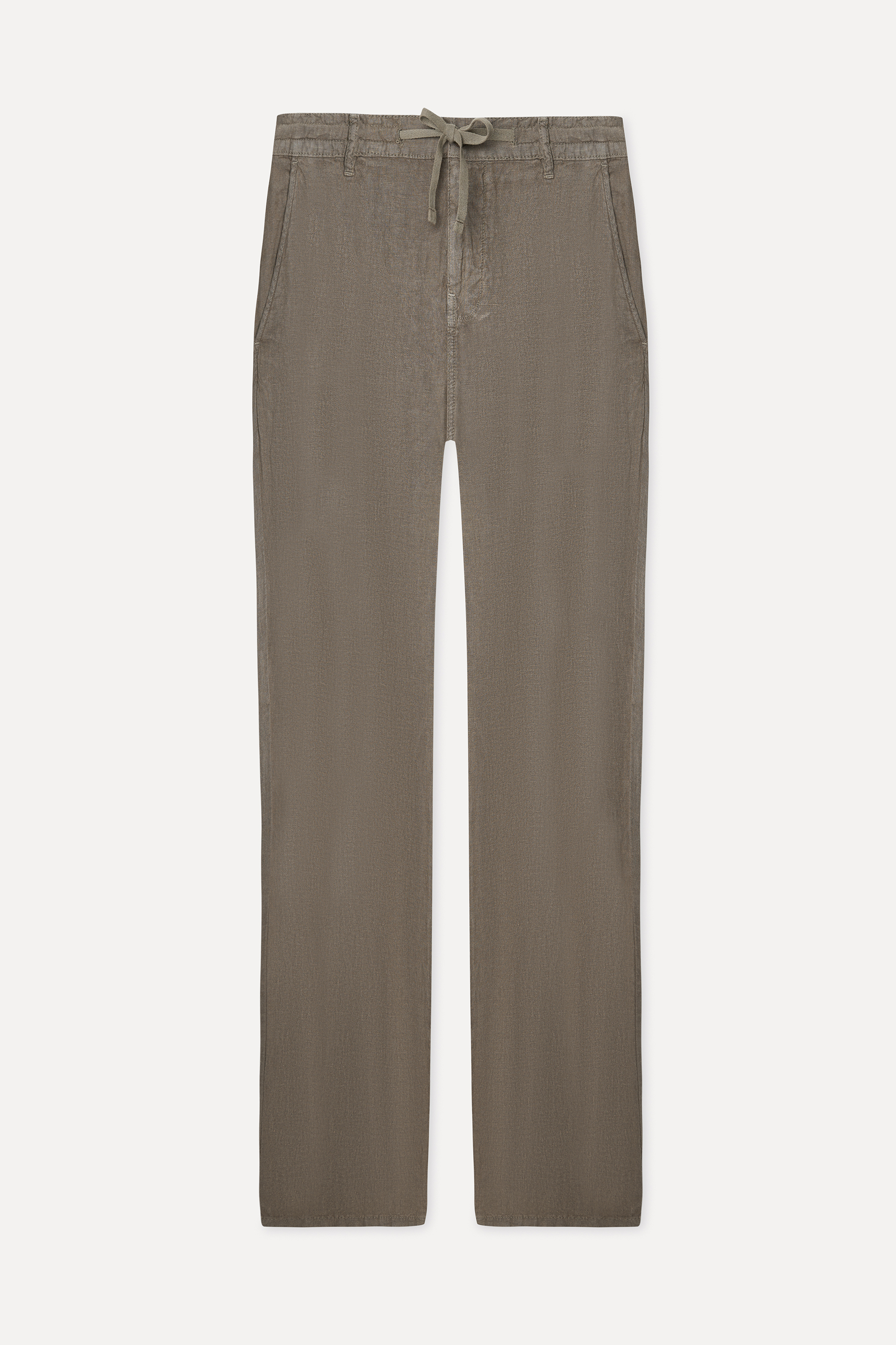 Erkek Vizon Rengi Straight Fit Keten Pantolon