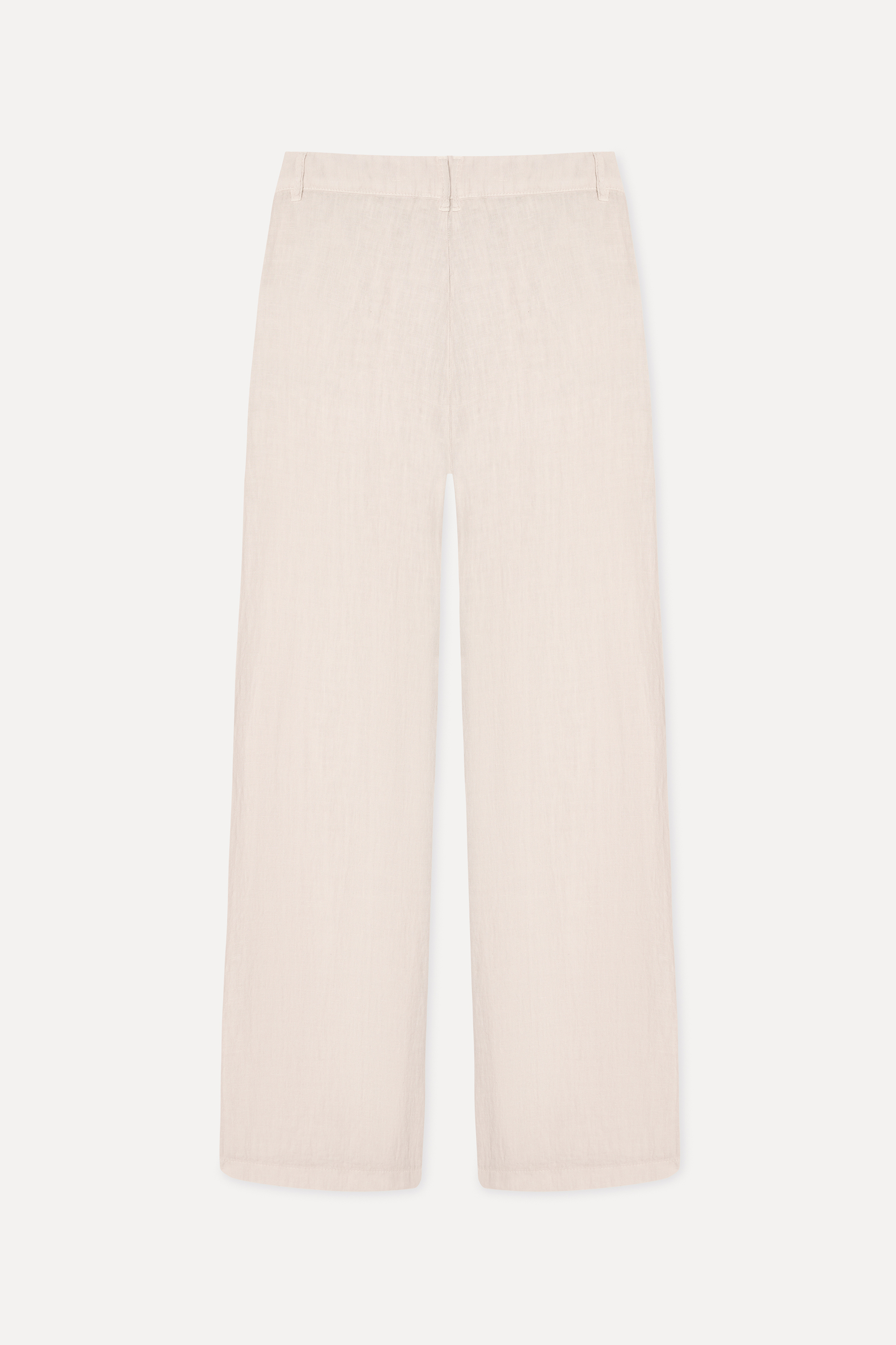 Kadın Ekru Straight Fit Keten Pantolon