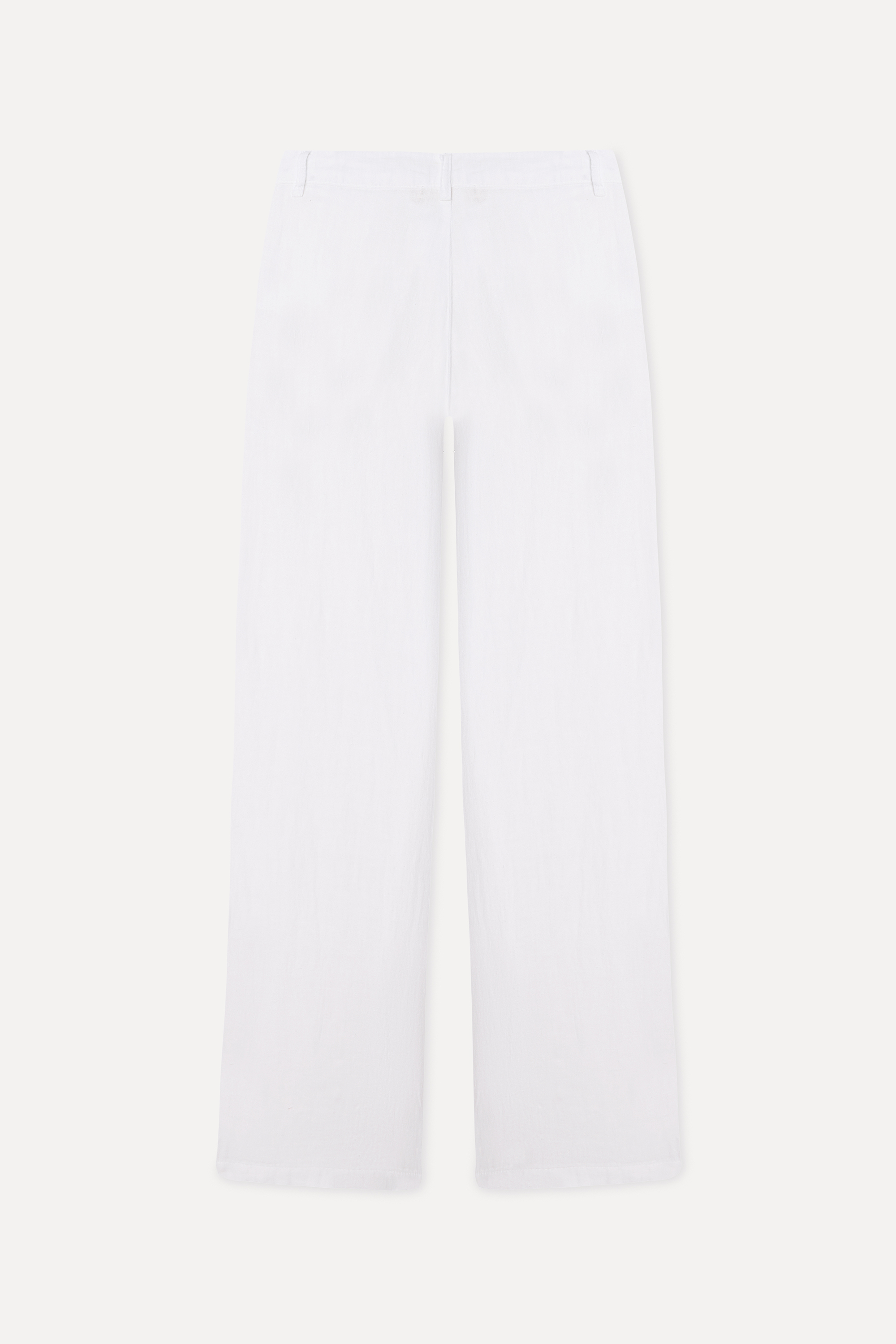 Kadın Beyaz Straight Fit Keten Pantolon