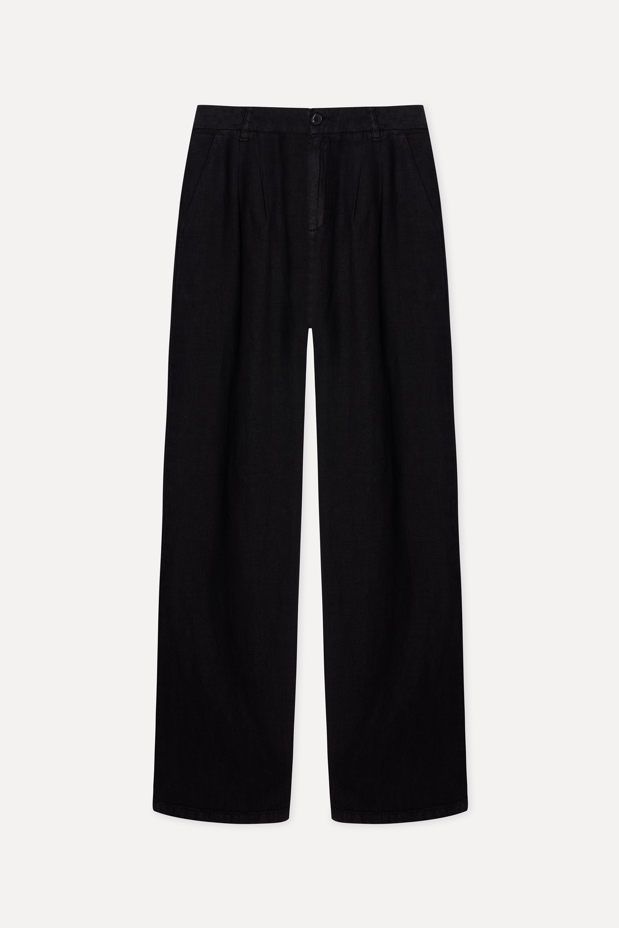 Kadın Siyah Relax Fit Keten Pantolon