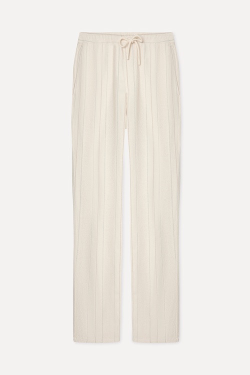 Erkek Bej Rengi Tekstürlü Straight Fit Pantolon