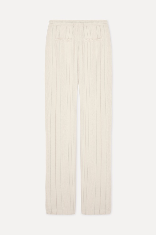 Erkek Bej Rengi Tekstürlü Straight Fit Pantolon