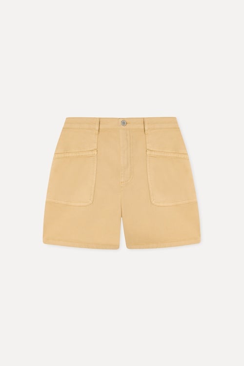 Kadın Bej Rengi Comfort Fit Cep Detaylı Şort