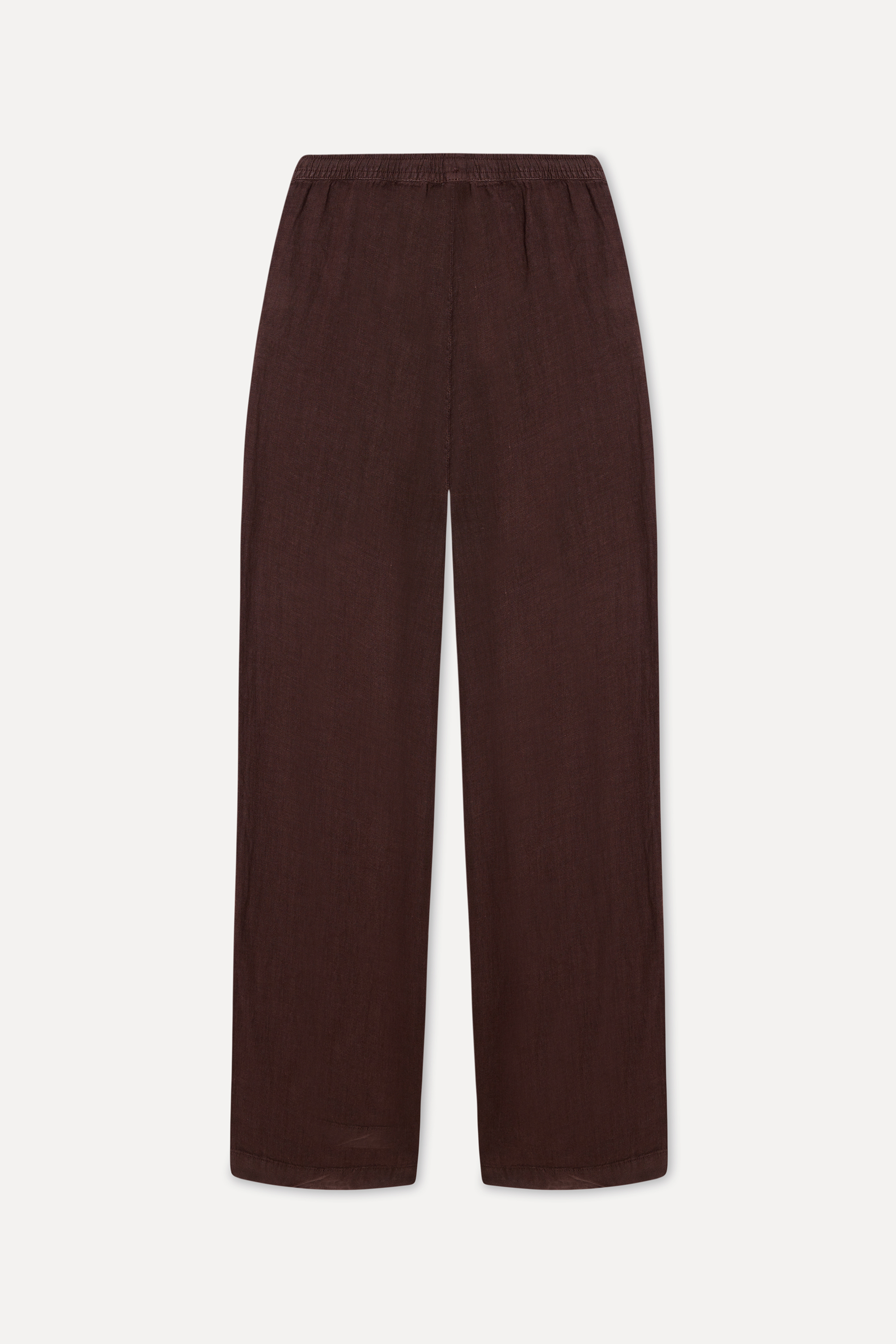 Kadın Kahverengi Straight Fit Keten Pantolon