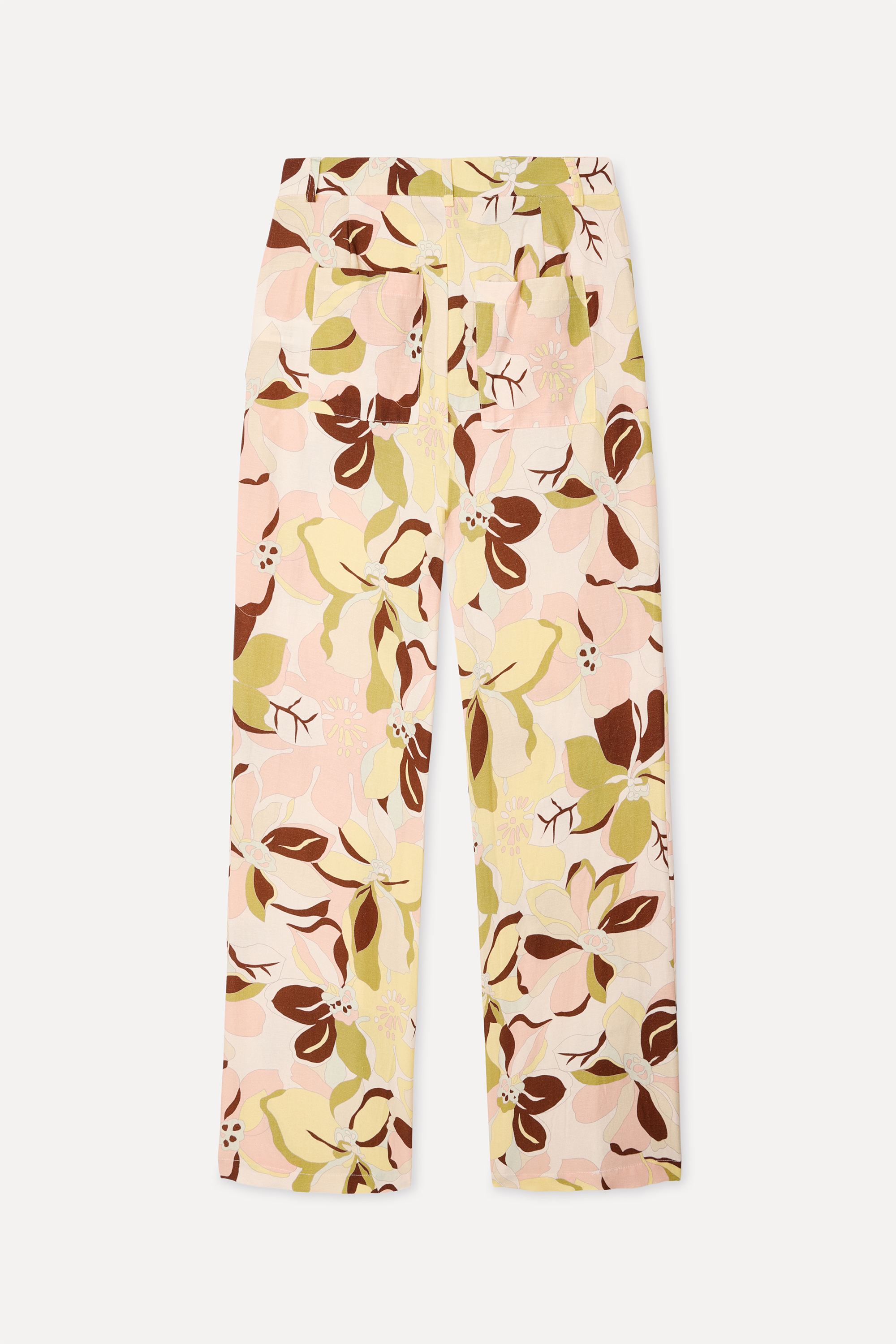 Kadın Ekru Desenli Straight Fit Pantolon