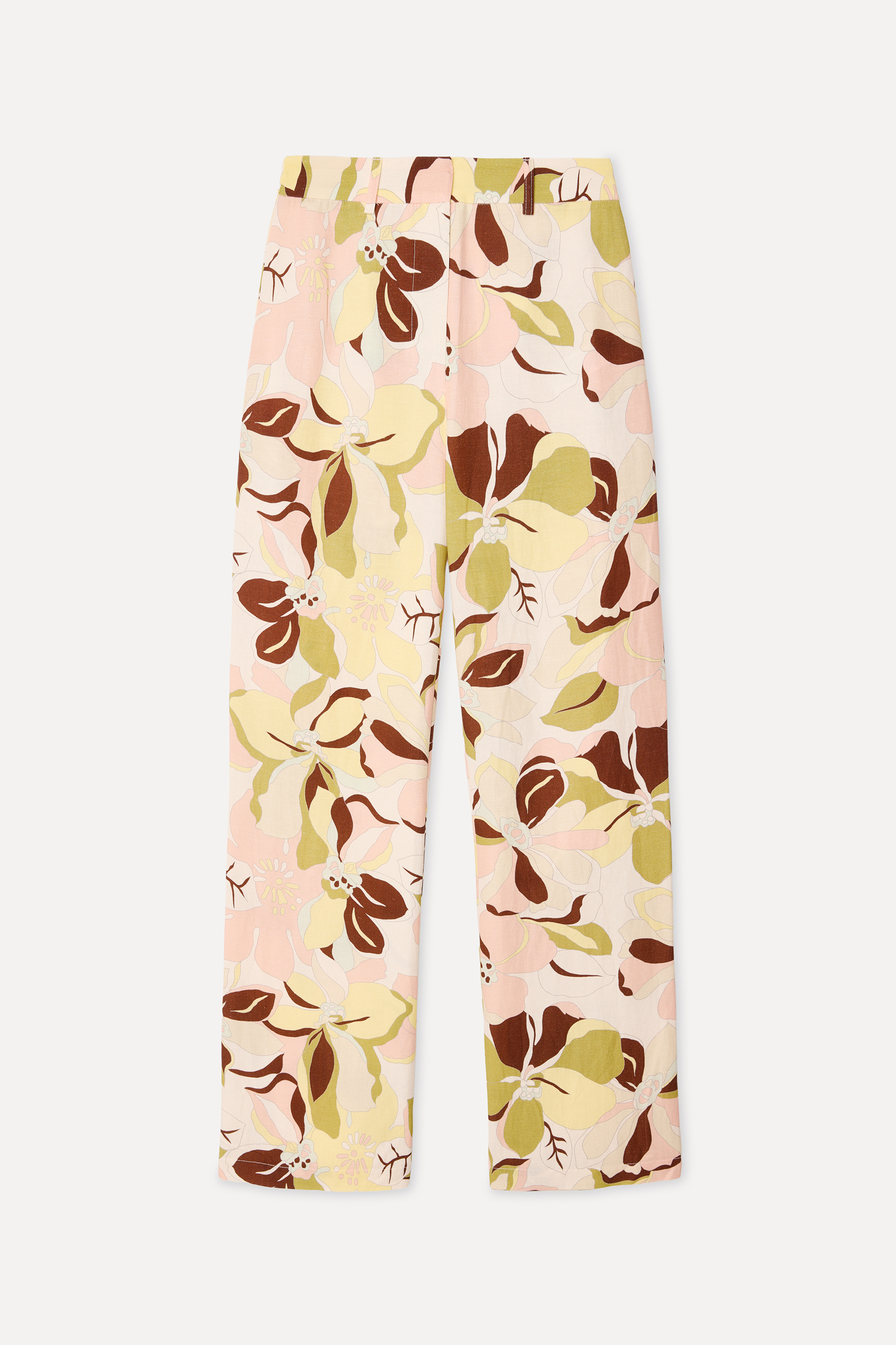 Kadın Ekru Desenli Straight Fit Pantolon