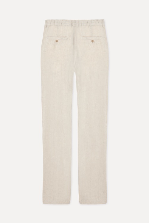 Erkek Taş Rengi Straight Fit Keten Pantolon