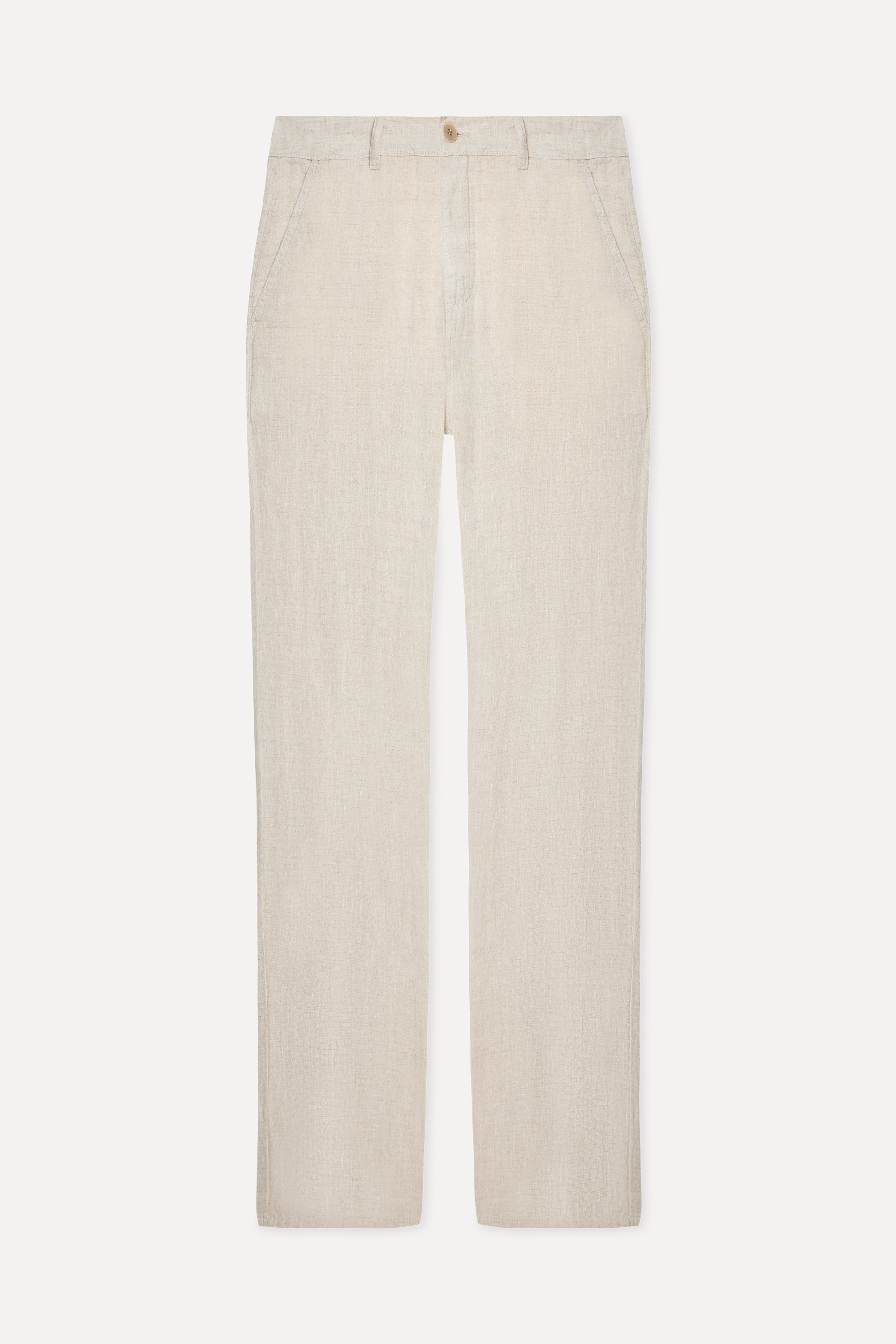 Erkek Taş Rengi Straight Fit Keten Pantolon